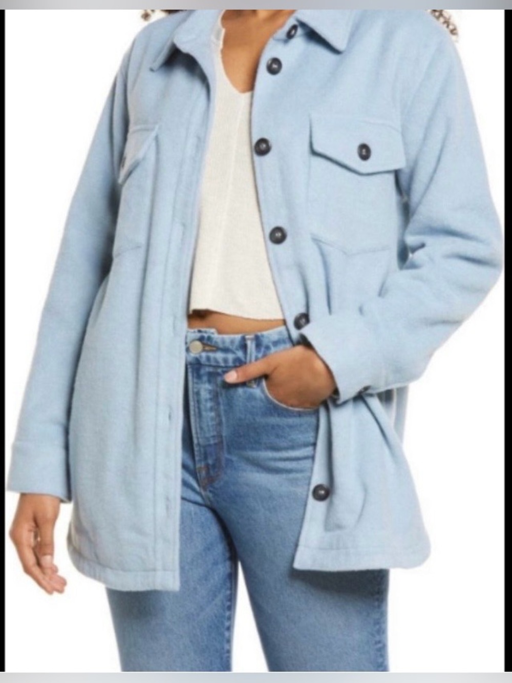 Thread & Supply Light Blue Shacket Jacket Size Medium